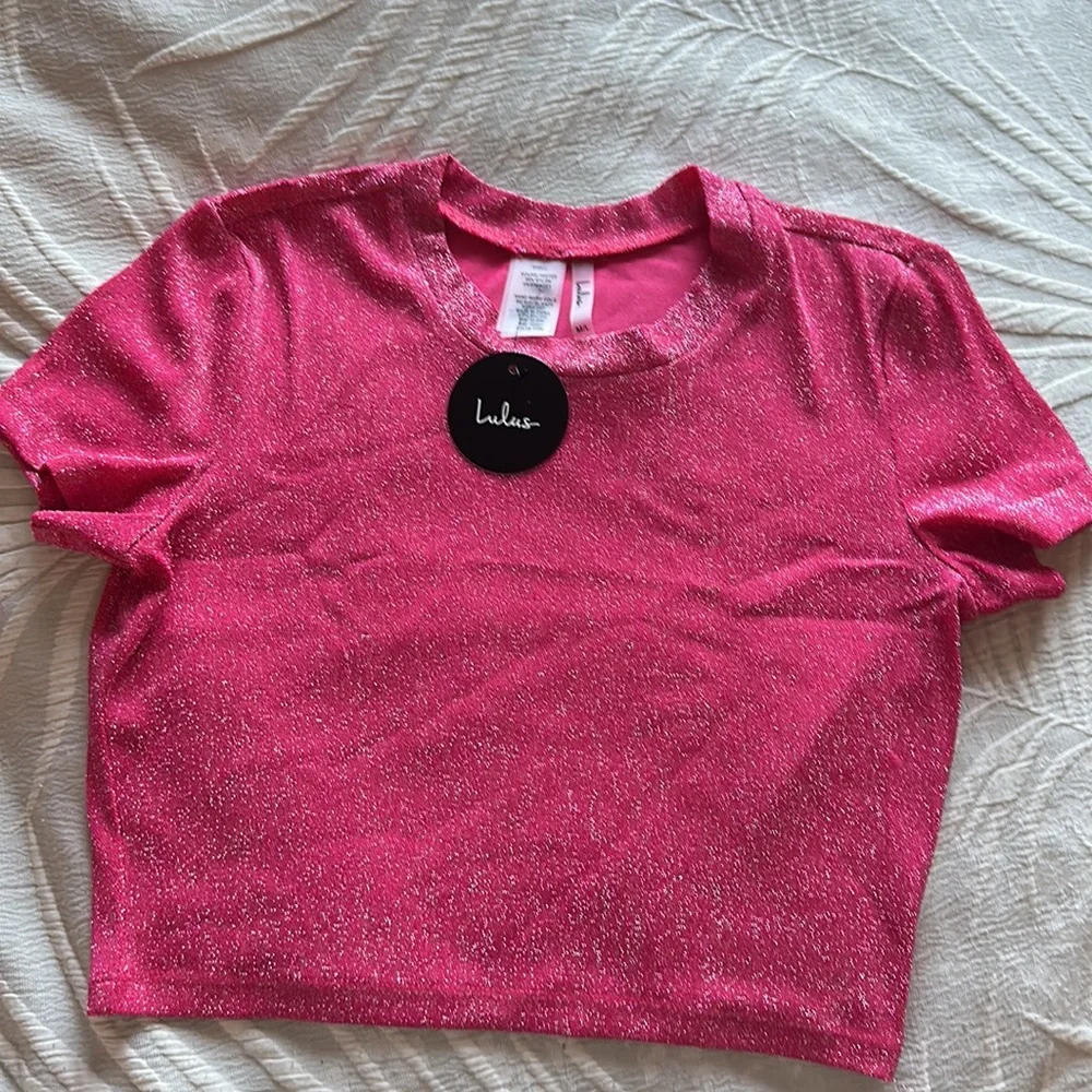 Sparkly bikini set with matching crop top.  Size Large from Lulu’s NWT - Picture 4 of 7